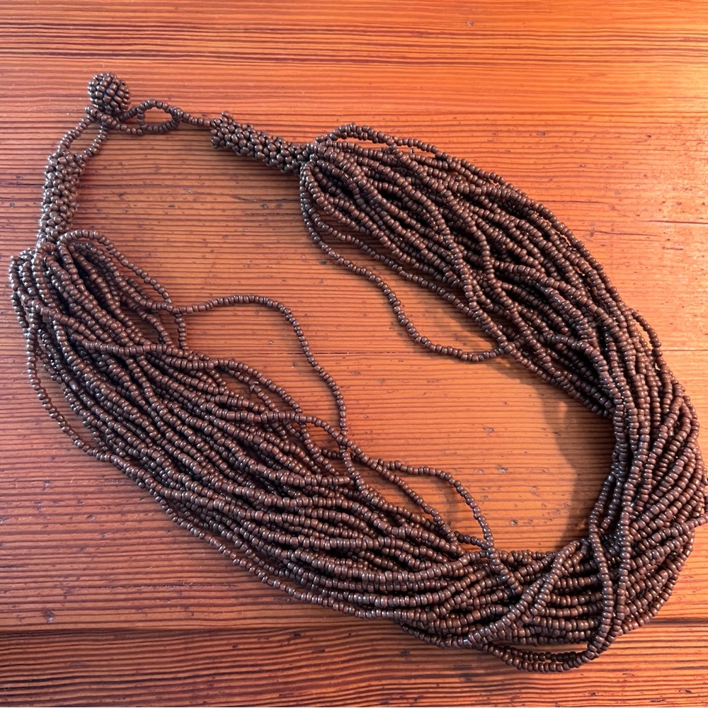 Multi-strand Brown Seed Bead Necklace